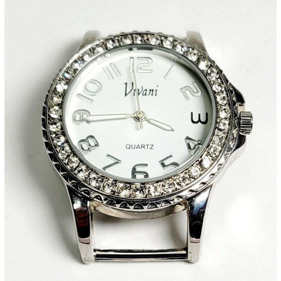 Vivani Womens Watch Rhinestone Crystal Face Rubber Band New Battery Works Great! - Picture 4 of 12